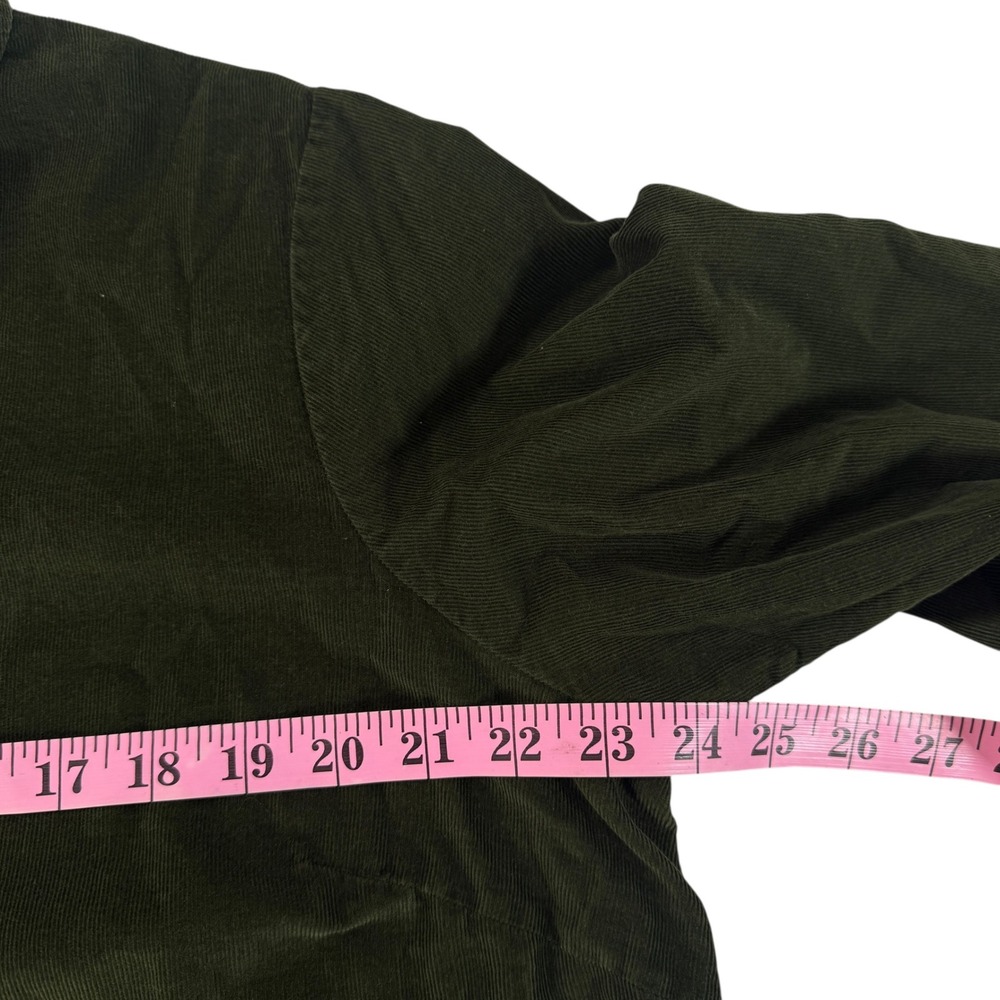 J Jill Women 1X Olive Green Corduroy Button Up Tunic Shirt Top 100% Cotton Plus - Picture 4 of 8